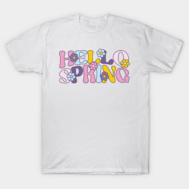 Hello Spring, Retro Flowers T-Shirt by Just a Cute World